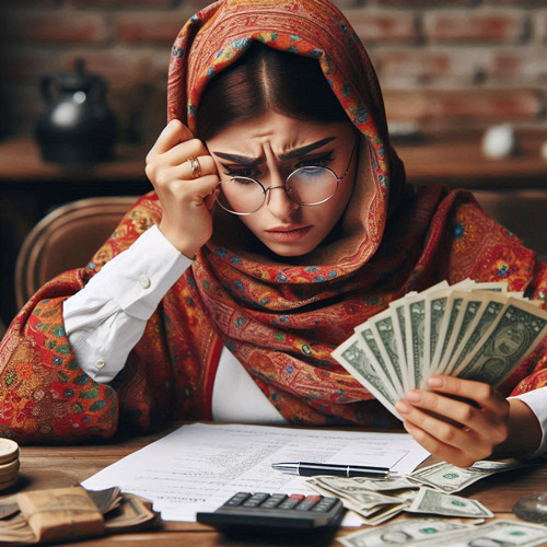 دختری در حال حساب در رستوران